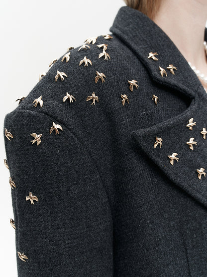 Wool jacket birds