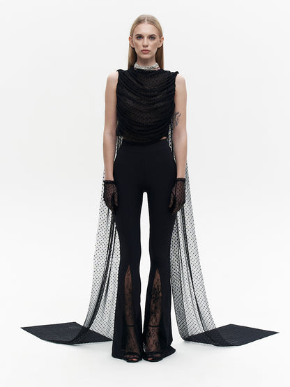 Flared trousers black with laces