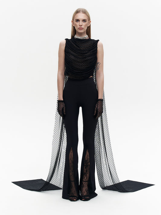 Flared trousers black with laces