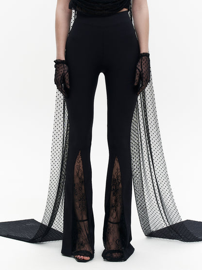Flared trousers black with laces