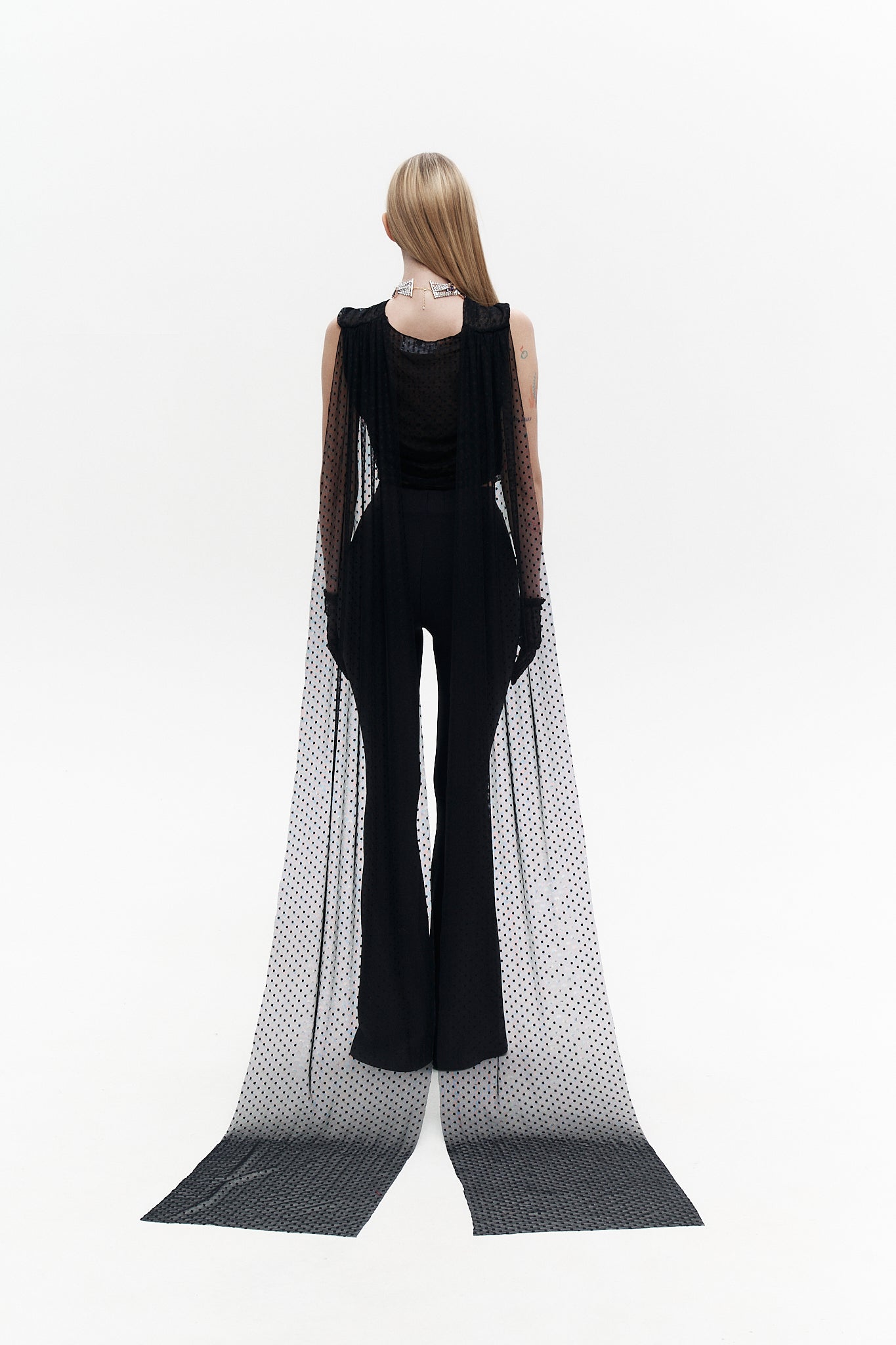 Flared trousers black with laces