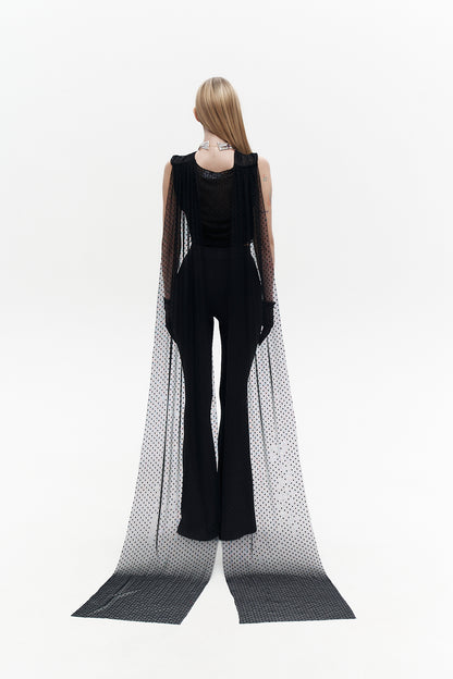 Flared trousers black with laces